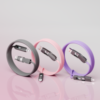 Câble de charge rapide 5A USB/Type-C 8 broches 4-en-1 en alliage d'aluminium de haute qualité avec conducteur en cuivre pur et blindage tressé pour ordinateur et téléphone
