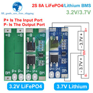 Scheda di Protezione per Batterie TZT BMS 2S 3.2V 3.7V 8A LiFePO4 / Litio, Corrente di Picco 15A, per Pacchi Batteria 6.4V 7.2V 18650 32650 - Product Image 3