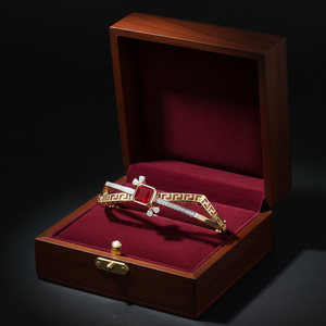 กำไลข้อมือเพชรทองคำหรูหราพร้อมอัญมณีทับทิมสีแดงสำหรับผู้หญิง เครื่องประดับชั้นดี ของขวัญวันครบรอบแต่งงานที่หรูหรา - Product Image 2