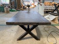 Table de ferme à manger en bois, ancien Banquet chinois, rétro, noir, bois X croix