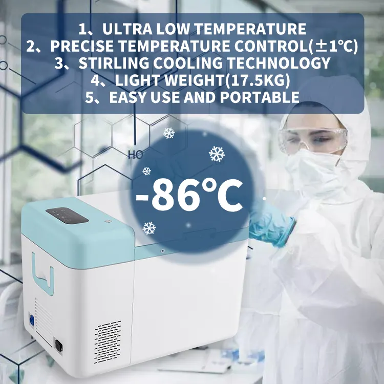 Stirling Cooler Medical 86 Portable Ultra Low Temperature Vaccine Transfer Mini Medical Laboratory Freezer