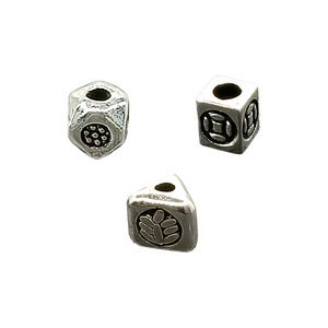 Alloy Square Beads Tibetan Silver Plated Mini Loose Beads For Jewelry Making <b>Small</b> Size Scattered Beads With Meander Pattern - Product Image 5