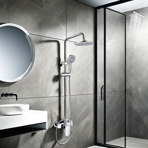 Set Pancuran kamar mandi multifungsi, keran air panas dingin Mixer keramik kuningan lembut berdiri poles krom pijat Dinding - Product Image 3