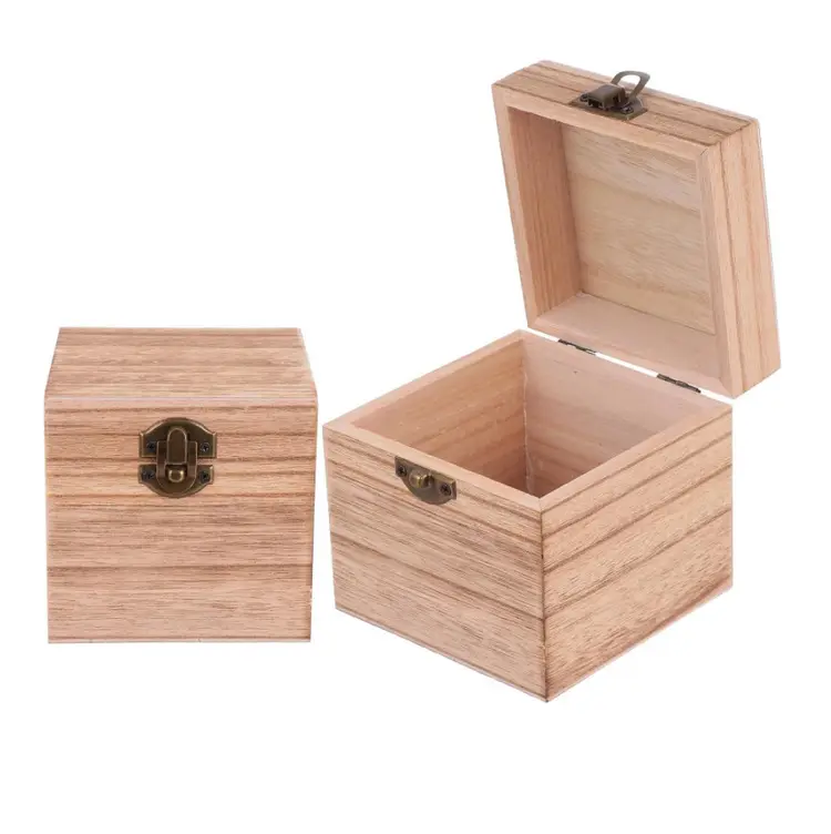 2 Stück Holz Andenken Box Unvollendete Holzkiste Schatz Schmuck Truhe Vintage Handmade Craft Box