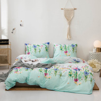 Housse de couette imprimée fleur drap de lit tissu microfibre drap de lit ensemble de literie