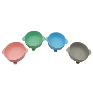 食品级硅胶耐热各种颜色硅胶婴儿碗带手柄吸新颖碗