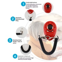 Clicker d'entraînement pour chien Alpet personnalisé avec fonction sonore en matériau ABS, poignée longue, forme ovale, sangle de poignet