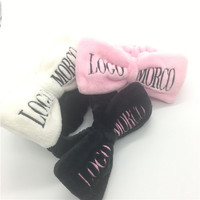 Bandeau élastique surdimensionné avec nœud et lettres pour le maquillage, idéal comme cadeau