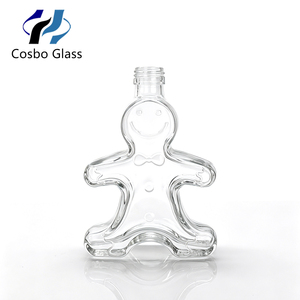 Bouteille en verre transparente personnalisable de 250 ml en forme de bonhomme en <span class=keywords><strong>pain</strong></span> <span class=keywords><strong>d</strong></span>'épices avec bouchon à vis pour boissons, vin et jus - Product Image 5