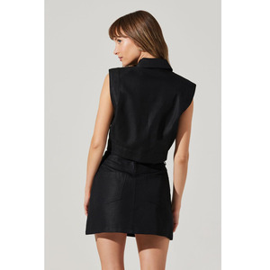 Maglione girocollo senza maniche e gonna <span class=keywords><strong>sopra</strong></span> al ginocchio con decorazione e motivo a bottone per l'estate - Product Image 4