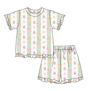 GSSO3355 Conjunto de Ropa Infantil Personalizada con Estampado del 4 de Julio para Niña, Venta al por Mayor, Manga Corta - Product Image 4