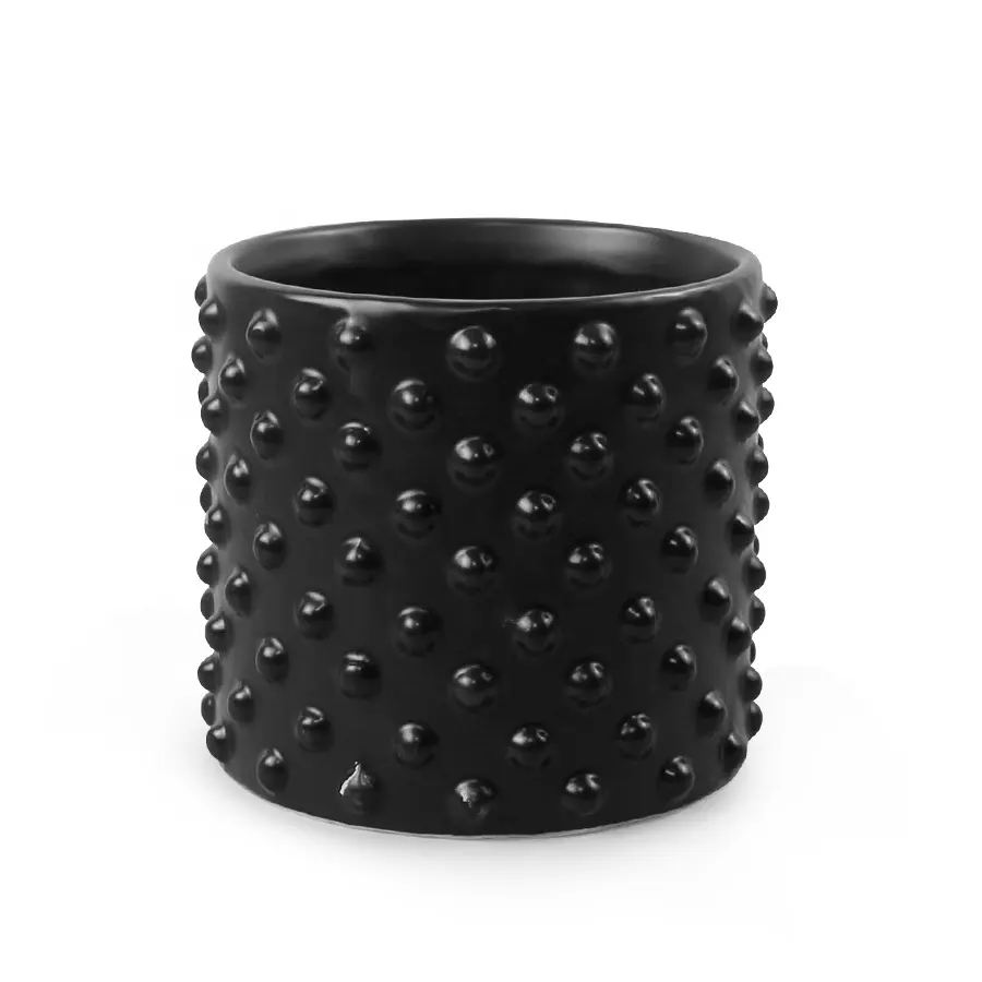 Vaso de cerâmica preto mini para plantas, kit de cactos suculentos de argila para decoração de berçário e piso doméstico