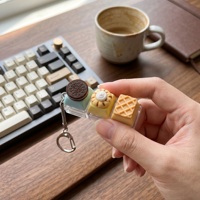 Porte-clés Fidget Clicker Thème Boulangerie, Clavier Personnalisé, Jouet Keycap, Lumière RGB, Cadeau Anti-stress pour Bureau, Étudiant, DIY