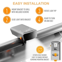 Lampe de gril de barbecue LED haute puissance rechargeable USB-C pour poignée de gril, capteur de mouvement rotatif, allumage et arrêt automatiques