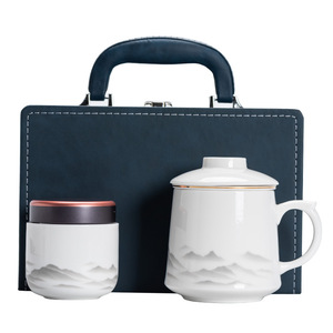 Taza de Oficina de Cerámica Jade con Diseño de Grasa de Cordero, Tetera con Separador de Té y Agua, Regalo Corporativo, Estilo Minimalista y Chino con Logotipo - Product Image 5
