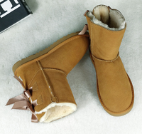 Sepatu Bot Salju Klasik Grosir UG Tasman Original Bowtie Cow Suede Ankle Boots Sepatu Bulu Musim Dingin untuk Wanita dan Pria Ukuran 35-45