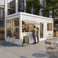 Unité de magasin modulaire préfabriquée en acier, maison conteneur mobile, cabine rectangulaire portable pour boulangerie, café, magasin