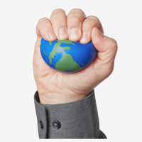 Balle anti-stress super moelleuse en forme de globe, avec logo personnalisé imprimé, cadeau publicitaire promotionnel pour les entreprises