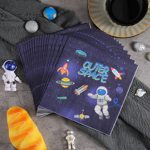 Printed cartoon space man party <b>paper</b> napkins, square <b>paper</b>, cross-border export, disposable napkin wholesale - Product Image 3