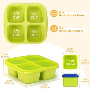 Caperci 4 piezas Jewel Brights Reutilizable Bento Snack Boxes Lunchable 4 compartimentos Snack Containers Salsa a prueba de fugas calentable - Product Image 6