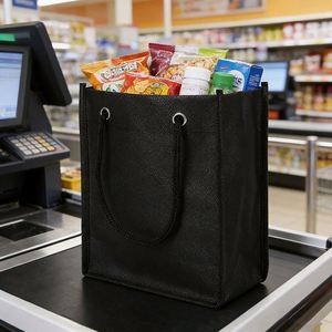 Sac de courses écologique en non-tissé avec poignée perforée, imprimé, sac à main avec logo - Product Image 3