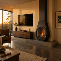 NOUVEAU Produit Cheminée à bois en acier au carbone avec briques résistantes au feu et système d'admission d'air indépendant pour villa