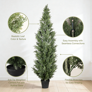Árbol de Ciprés Artificial de 6 Pies en Maceta Negra, Resistente a los Rayos UV, Realista, para Interiores y Exteriores, Planta Topiaria, Decoración para Entrada de Jardín - Product Image 4