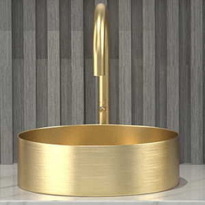 Lavabo in oro spazzolato per <span class=keywords><strong>bagno</strong></span> Hotel lavabo 304 in <span class=keywords><strong>acciaio</strong></span> inox lavabo a mano moderno lusso rotondo lavandini - Product Image 4