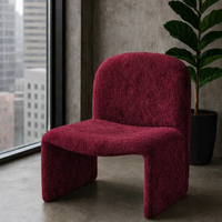 Fauteuil individuel de style nordique minimaliste moderne, en tissu velours rouge vin, durable, pour salon