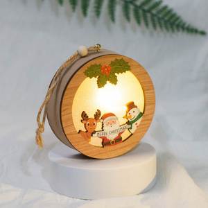 Supplier Festive LED Wooden Christmas <b>Light</b> Cute Holiday Hanging Decors Round Glowing Tabletop Ornament for Living Room & Mantel - Product Image 2