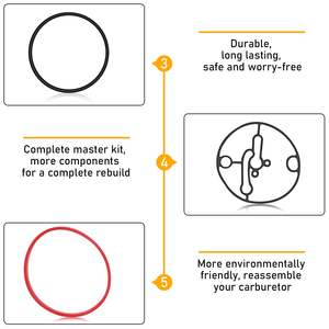 796184 Kit de révision de <span class=keywords><strong>carburateur</strong></span> pour révision principale <span class=keywords><strong>Nikki</strong></span> Carb 698787 699900 699521 792369 790032 Craftsman 11HP-19HP 210807 - Product Image 3