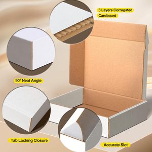 Caja de cartón corrugado YISHANG, carpetas de envío, mango reciclable de cartón corrugado blanco para caja de embalaje artesanal de regalo - Product Image 4