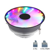 Kipas Pendingin CPU Universal dengan Lampu Warna-warni PWM Radiator Heatsink Chip Cooler untuk AMD Intel PC PCBA IC Pendinginan TDP 65 Watt