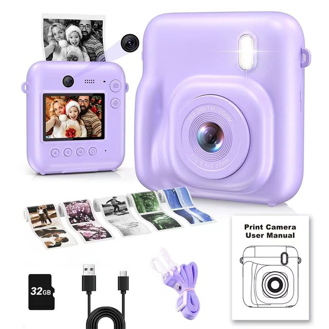 SONIDA OEM 3-in-1 Mini Digital Camera for Kids 1080p HD Dual Lens CMOS Sensor 48MP 2.4" LCD 16X Zoom Thermal Instant Print