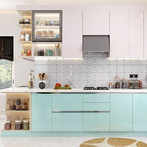 Armoires de <span class=keywords><strong>cuisine</strong></span> en forme de L modernes et minimalistes BALOM, finition laquée personnalisée, design d'armoires de <span class=keywords><strong>cuisine</strong></span> modulaires pour <span class=keywords><strong>petit</strong></span> appartement - Product Image 1