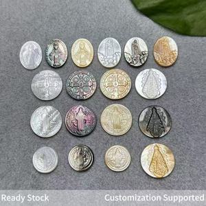 Meilleures ventes : Pièces de bijouterie en nacre naturelle, <span class=keywords><strong>camée</strong></span> Vierge Marie sculptée CNC, pour colliers et bracelets DIY - Product Image 1