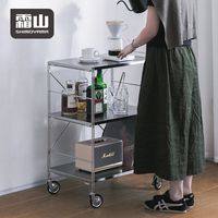 Chariot de rangement SHIMOYAMA robuste en acier inoxydable à 3 niveaux, chariot utilitaire sur roulettes pour la cuisine et la vaisselle