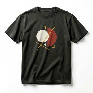 เสื้อยืดคอกลมแขนสั้นสีเทาชาร์โคลสำหรับผู้ชายพร้อมลายพิมพ์เรขาคณิตด้านหน้า - Product Image 1