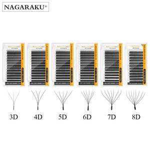 NAGARAKU <span class=keywords><strong>Extensiones</strong></span> de <span class=keywords><strong>Pestañas</strong></span> de Floración Automática en Forma de W 3D 4D 5D 6D Abanicos Prearmados Naturales Suaves Ligeras y Densas - Product Image 1