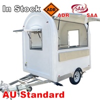 Remorque alimentaire mobile ronde et incurvée conforme aux normes australiennes, à essieu unique, conforme aux normes SAA et ADR, homologuée pour la circulation routière, fourgon de restauration