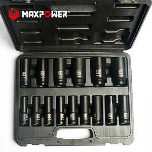 Maxpower Tùy Chỉnh 15Pcs <span class=keywords><strong>6</strong></span> Điểm CR-MO 1/2 Inch Sâu Tác động Ổ Cắm Thiết Lập Với Mở Rộng Thanh - Product Image 6