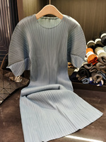 2024 dernière conception miyake style simple couleur unie manches bouffantes plissées femmes ensemble