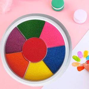 Offre Spéciale : Kit de 7 tampons encreurs ronds personnalisables avec logo, non toxiques, faits à la main, pour l'art et l'artisanat coloré <span class=keywords><strong>des</strong></span> enfants - Product Image 4