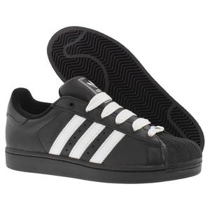 Chaussures unisexes Adidas Superstar II en cuir, couleur noir, style décontracté, noir et blanc - Product Image 4