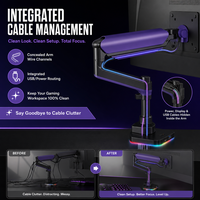 Support d'écran unique pour bureau cubique, idéal pour le télétravail et les studios, 2 à 15 kg, 17 à 45 pouces, bras de moniteur inclinable +90/-25
