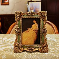 Bingkai Foto Ukuran Dompet Vintage Kecil 2.5x3.5 Bingkai Foto Antik Resin Mini dengan Kaca untuk Pajangan Dinding Rumah Dekorasi Retro