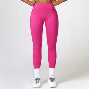 Hot bán tùy chỉnh spandex không có đường may phía trước mềm cao eo trống thoáng khí đẩy lên xà cạp