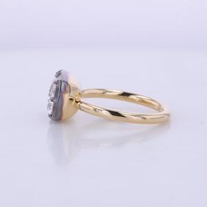 3 Carat Elongated Cushion Cut Lab Grown Diamond Engagement Ring 18K Yellow gold bezel black gold plated ring - Product Image 4
