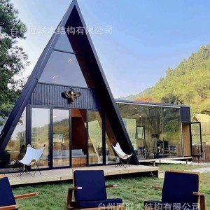 Cabane d'été moderne en bois en forme de A, en bois traité thermiquement, pour le camping et les espaces de vie en plein air - Product Image 2