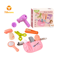 Cadeau d'anniversaire éducatif pour enfants, ensemble d'outils de coiffure en caoutchouc souple, sac de rangement portable, kit de jeu d'imitation, jouets